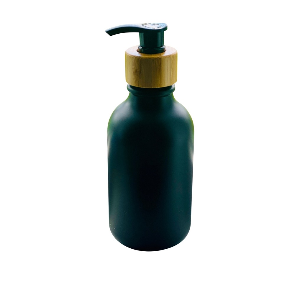 Matte Black Soap Dispenser Bamboo‎ Pump Modern Farmhouse Bathroom Decor